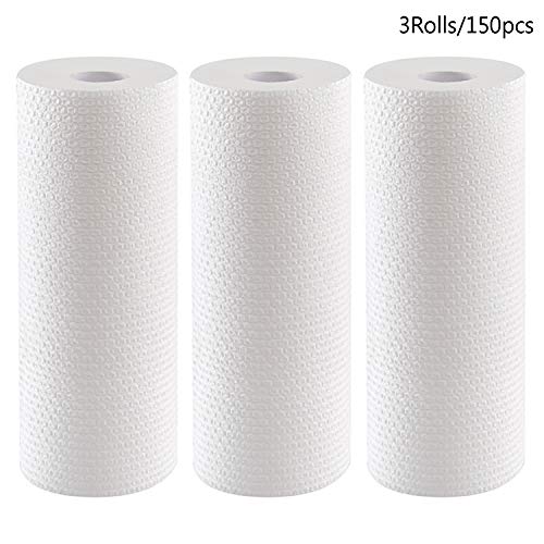 Omigga 3 RollsKitchen Disposable Paper Towels - Household Clean Tissue Paper Washable Household Cleaning Cloths Rolls