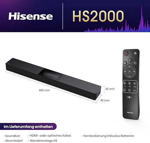 HS2000, 2.1 Kanal Soundbar, Visual Built-in subwoofer, 240W max Audio Power,Dolby Audio, DTS Virtual:X, TV Mode, EzPlay