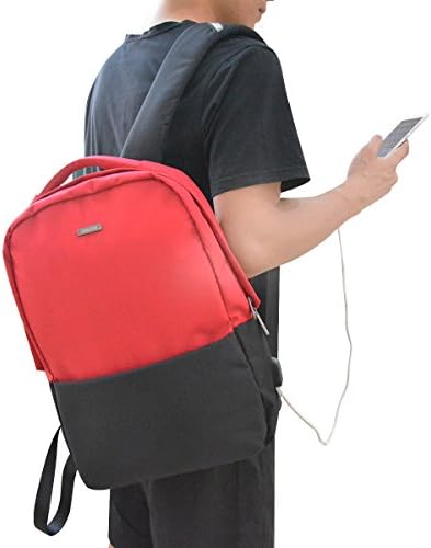 Backpack For School,GTI Water Resistant Travel Canvas Daypack Fits up to 15.6 Inch Laptop With USB Charging Port -Red