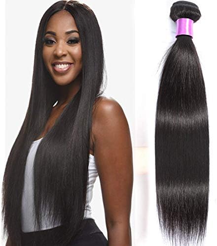 Misoun Brazilian Virgin Human Hair Straight Hair One Bundle 22inch 100% Unprocessed Virgin Straight Human Hair Bundle Extension Weave Weft Natural Black Color (100+/-5g)/Bundle Can be Dyed