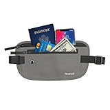 Money Belt for Travel RFID Waterproof - Running Pack - Waist Pack - Hidden Wallet - Travel Wallet - Security Money Belts (1.0 inch thick, Grey)