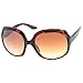 zeroUV Designer Inspired Large Round Fashion Womens Oversized Sunglasses (Tortoise Shell)