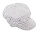 Glitter Sequin Trim Newsboy Style Relaxed Fit Cap, White ,One Size