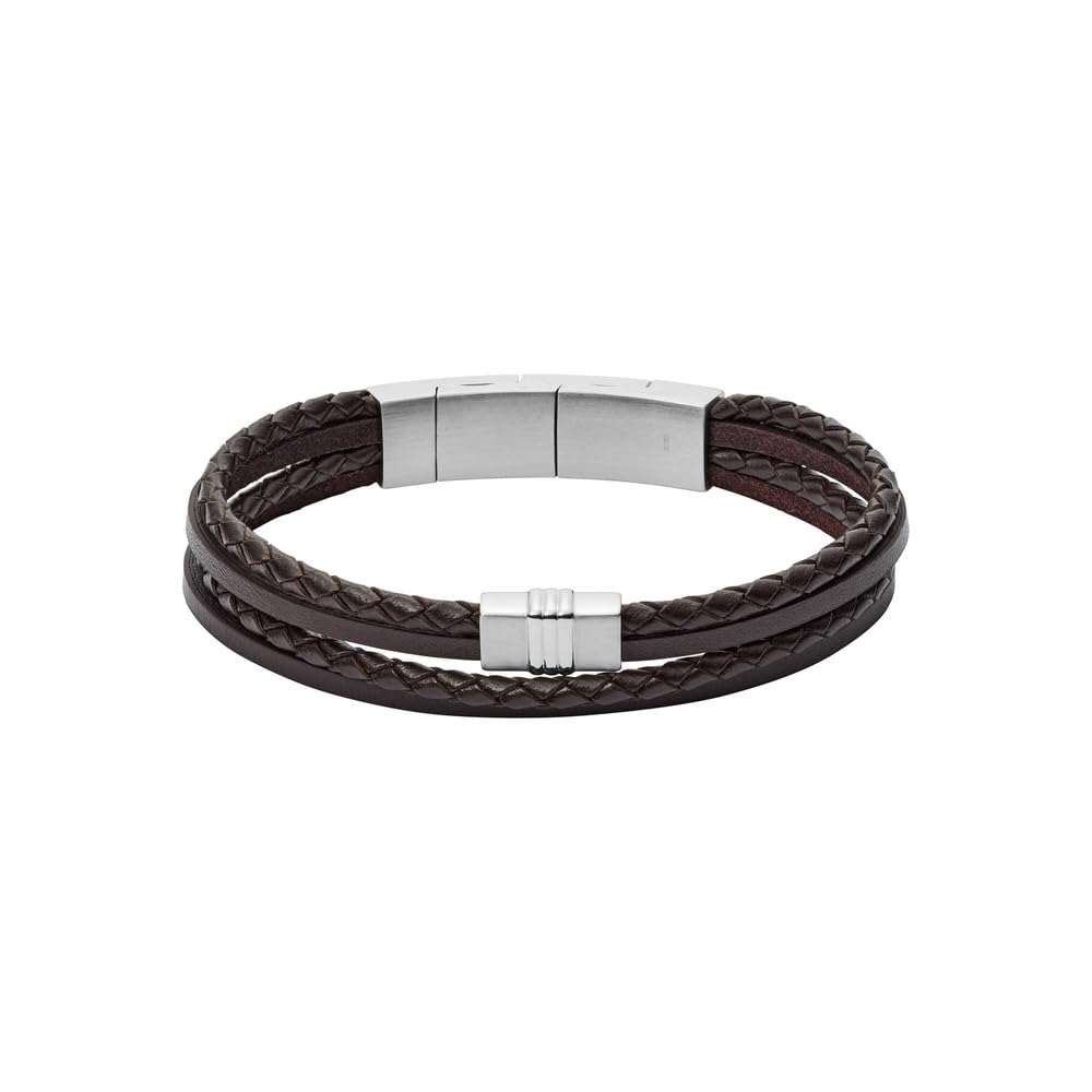 Fossil Bracelet for Men Casual Texture, inner length 175mm~190mm black Leather Bracelet, JF02934040