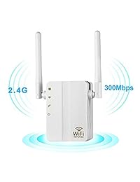 WiFi Range Extender, romossy 300 Mbps de velocidad de rápido WiFi Booster repetidor inalámbrico con alta ganancia WIFI de doble antenas externas y 360 grados coverage white