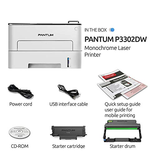 Pantum Compact Monochrome Laser Printer with Auto TwoSided Black and