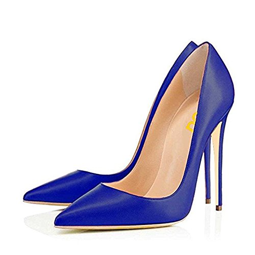 FSJ Women Glossy Fresh Colors Pointed Toe Heels Formal Dress Pumps Shoes Size 4-15 US