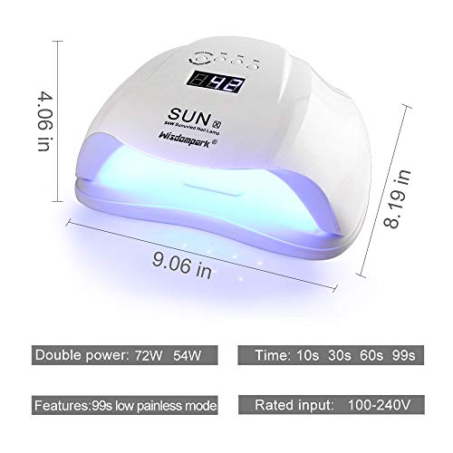 Wisdompark UV Nail Lamp 72W LED Nail Dryer Lamp Professional Led UV Nail Lamp,Nail Curing Lamp Gel Nail UV Light with 36 Dual LED UV Beads IR Sensor Gel Nail Polish UV Light for Gel Nails - Thumbnail 6
