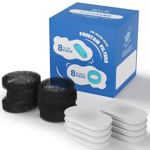Official Tomxcute Cat Water Fountain Replacement Filters - 16 Pack Cat Fountain…