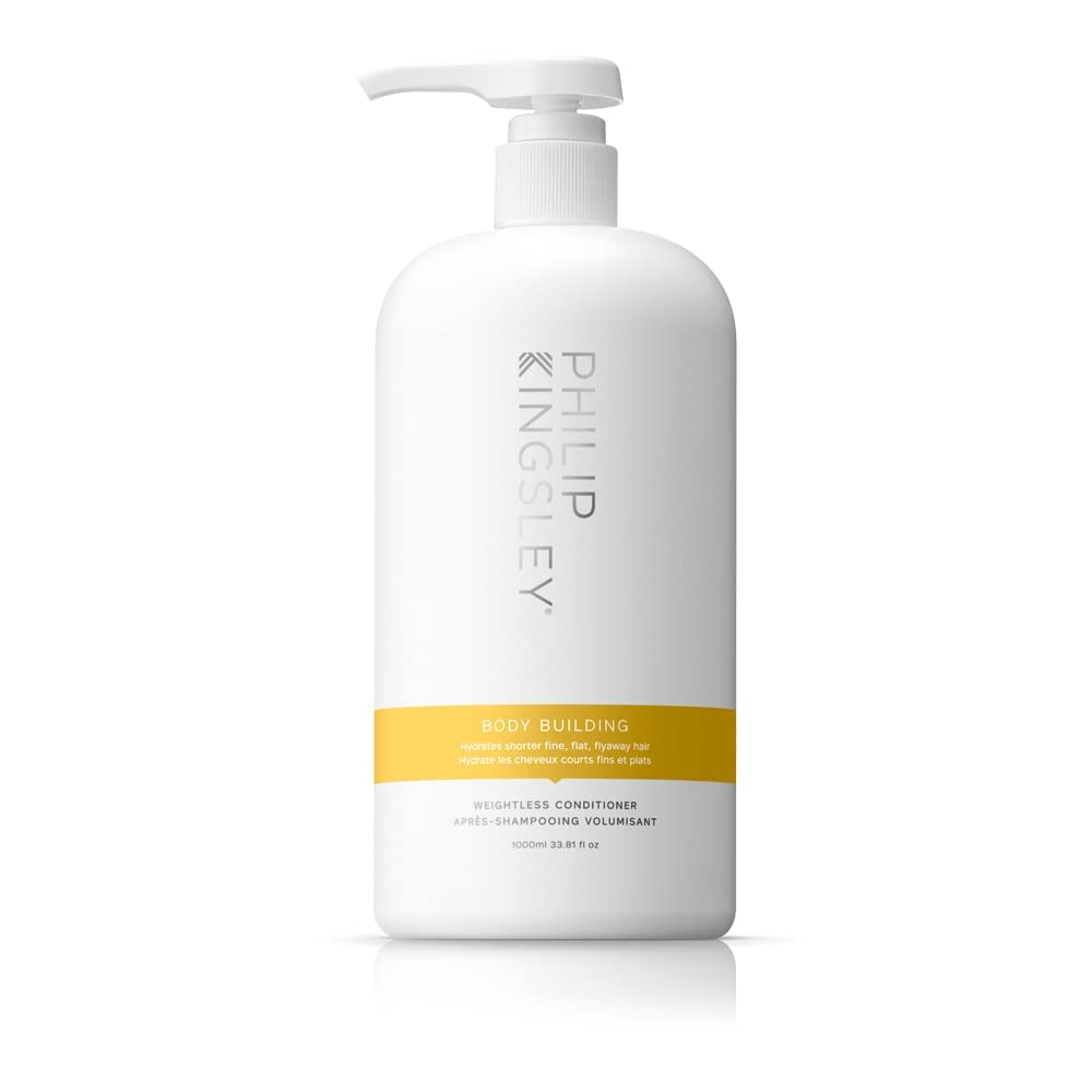 Philip Kingsley | Body Building Weightless Conditioner | Volumising Conditioner for Fine, Limp, Flat, Flyaway Short Hair | Hydrates, Thickens, Lifts and Adds Volume and Shine | 1000ml