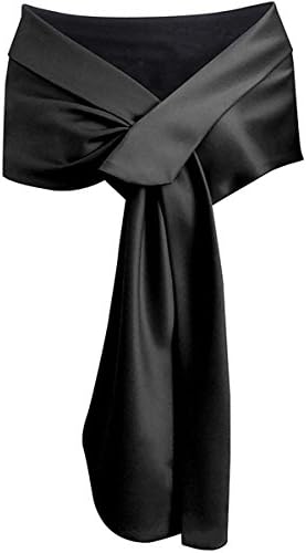 Great Costumes Women's Satin Shawl Wrap For Wedding/Evening Party (Black)