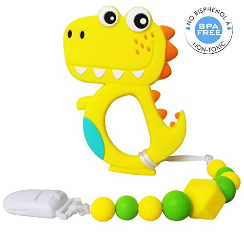 CANAY Dinosaur Teething Toys | Baby Teether Toys with Teether Pacifier Clip Holder | BPA-Free Molar Teether Toys | Best - Thumbnail 6