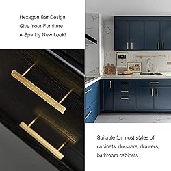 QOGRISUN 2-Pack Solid Brass Cabinet Pulls Hexagon