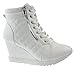 Forever Adriana 12 Womens Lace Up Quilted High Top Wedge Sneaker White