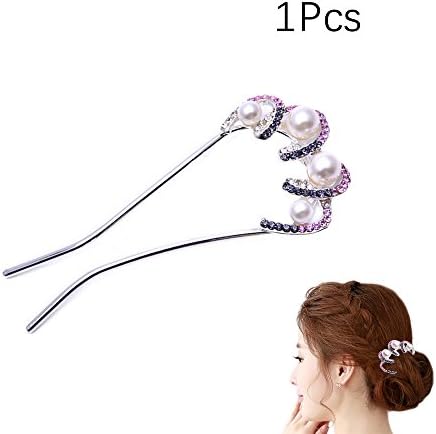 Brendacosmetic Fashion Crystal Rhinestone Bridal U-shaped Hairpins hair comb hair fork Beauty Tools, Rhinestone pearl Flower heart women hair fork hairclips pins for hair styling.