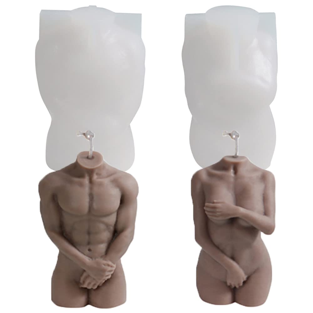 Kaxich 2Pcs Candle Mold Women Men Body Shape Candle Mould Silicone Resin Casting Mould for Making Soap Epoxy Wax Candles DIY Crafts Gifts Home Decoration