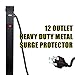 KMC 12 Outlet Heavy Duty Metal Surge Protector Power Strip with 6-Foot Long Extension Cord, 125V/15A, Black
