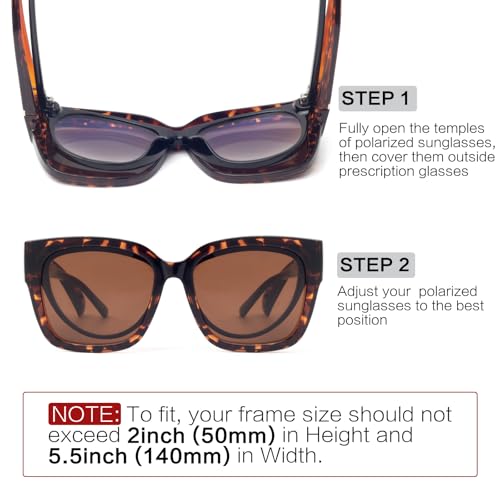 Face Shadow Polarized Sunglasses Fit Over Glasses, Trendy Square Sunglasses Over Glasses for Driving UV Protection Lightweight