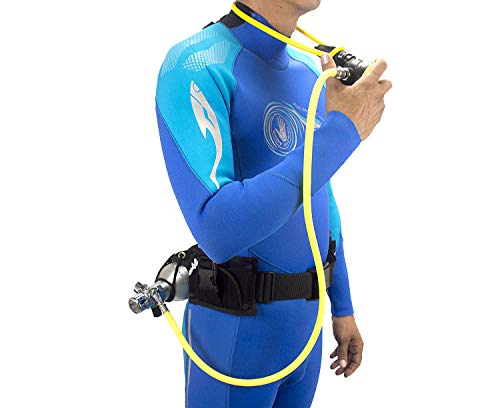 DXDiver Weigh Integrated Nylon Belt SPG Gauge Regulator Fill Adapter Pony Setup Spare Air Scuba Dive Egressor Rapid Entry Rescue Clean Boat Propeller Lobstering (13 cu ft, Button Gauge)