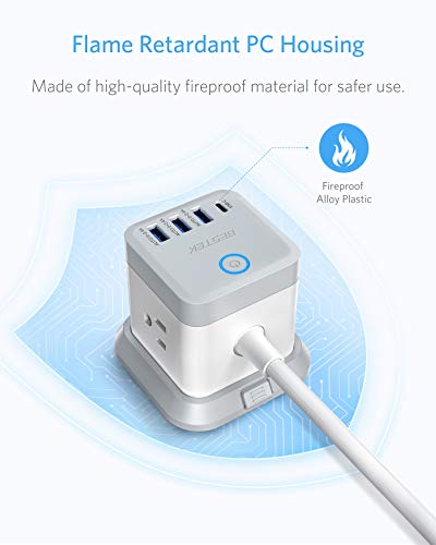 image for BESTEK Power Strip with USB, Vertical Cube Mountable Power Outlet Exte