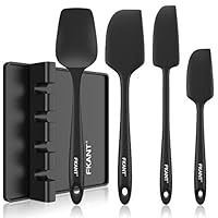 4 Piece Silicone Spatula Set with Kitchen Utensil Rest, Silicone Cooking Utensils with Holder, Mini Rubber Spatulas Heat Resistant 480°F, One Piece Design, Non-Stick for Cooking, Baking and Mixing