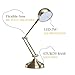 Sunllipe Swing Arm Desk Lamp 7W LED Energy-Efficient Architect Reading Lamp with Rotatable Head,Antique Brass Finish