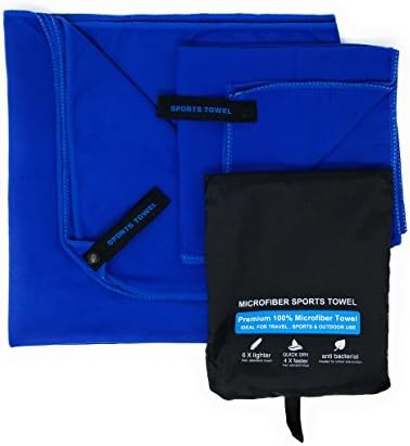 Microfiber Towel by Sports Towel | Perfect for Sports, Gym, Travel &amp; Beach | Fast Drying - Super Absorbent - Ultra Compact | Suitable for Camping, Swimming, Backpacking and Travel.