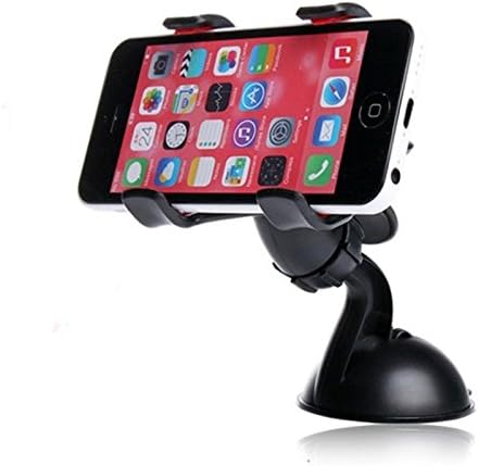 PH Universal 360 Degree Rotating Dual Clip Ultra Protection Car Mount Mobile Holder Windshield Mobile Phone Stand Compitable for MP4, Mobile, PDA & GPS - Black