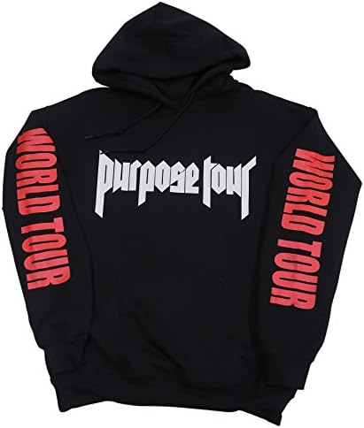 Purpose Tour, World Tour Hoodie - Black - Justin Bieber (Large)