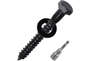 ROYCEMART 10-Sets 3/8 x 2-1/2" Black Hex Head Lag Screws & Flat Washers, Heavy Duty Wood Lag Screws, 304 Stainless Steel (18-8), 3/8" Bolt