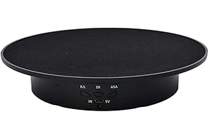 Qinmay 360-Degree Electric Rotating Turntable, Rechargeable Low Noise Adjustable Smooth Rotation Non-Slip Display Stand for Photographic Products (Black, 7.8 inches/Load 17 LB/Velvet top)