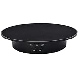 Qinmay 360-Degree Electric Rotating Turntable, Rechargeable Low Noise Adjustable Smooth Rotation Non-Slip Display Stand for Photographic Products (Black, 7.8 inches/Load 17 LB/Velvet top)