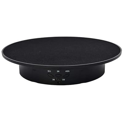 Qinmay 360-Degree Electric Rotating Turntable, Rechargeable Low Noise Adjustable Smooth Rotation Non-Slip Display Stand for Photographic Products (Black, 7.8 inches/Load 17 LB/Velvet top)