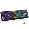 KLIM-Chroma-Wireless-Keyboard-UK-Layout-Slim-Durable-Ergonomic-Quiet-Waterproof-Silent-Keys-Backlit-Wireless-Gaming-Keyboard-For-Laptop-PC-Gamer-PS4-Mac-NEW-2021-VERSION-Black KLIM Chroma Wireless Keyboard UK Layout + New version 2023 + Slim, Durable, Ergonomic, Quiet, Waterproof, Silent Keys…