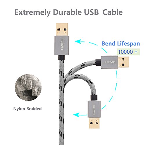 USB 3.0 Male to Male Cable 10ft, SNANSHI USB Cable Male to Male Nylon Braided Cable Aluminum Shell for Data Transfer Hard Drive Enclosures, Laptop Cooling Pad, Modems, Cameras and More - Thumbnail 2