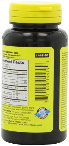 image for Mason Natural, Omega-3 Fish Oil, 1000 Mg, 90 Softgels, Dietary Supplem