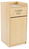 Displays2go 36 Gallon Restaurant Trash Can with Hinged Door, Tray Holder with Thank You Message (LCKDPZTRMP)