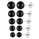 Jewelrieshop 5 Pairs Assorted Sizes Wholesale Lot Shiny Imitation Pearl Round Ball Stud Earrings,Stainless Steel Earrings Pin, Hypoallergenic
