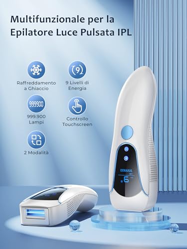Pulsed Light Epilator with Ice Function 19.35J, Pulsed Light 9 Energy Levels, Automatic Continuous Flash Laser Epilator, Pulsed Light Hair Removal for Women Arms Armpits Legs Body