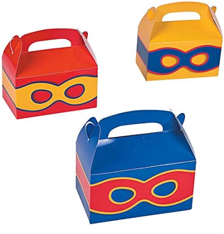 tkpartysupplies4u 6 Superhero Party Treat Boxes Gift Basket Boys Girls Favors Goody Box