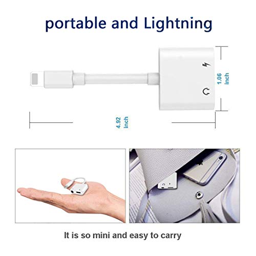 Lightning to 3.5 mm Headphone Jack Adapter for iPhone 8 /8Plus/X/10/XR/XS/XS max/7/7Plus Audio and Charge Adapter Dongle Lightning Adapter Splitter Audio & Charge Connector Cable Support iOS 12 Later - Thumbnail 5