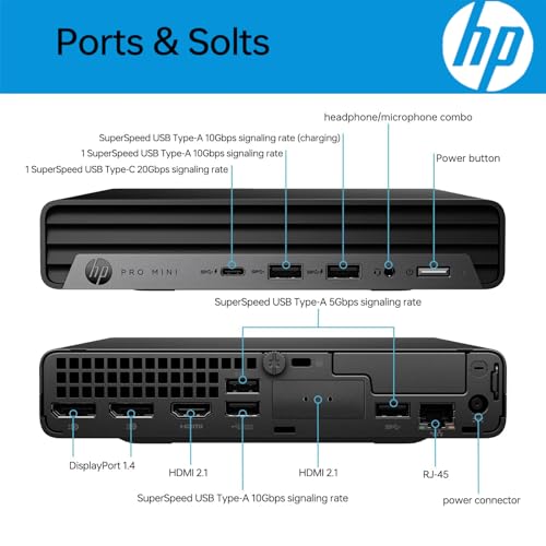 HP 2025 Pro G9 Mini Desktop Computer, Intel i3-13100T, 16GB DDR5 RAM, 512GB PCIe SSD, Triple 4K Display Support, USB-C, Ultra-Quiet Design, WiFi-6, Bluetooth 5.2, Keyboard & Mouse, Windows 11 Pro