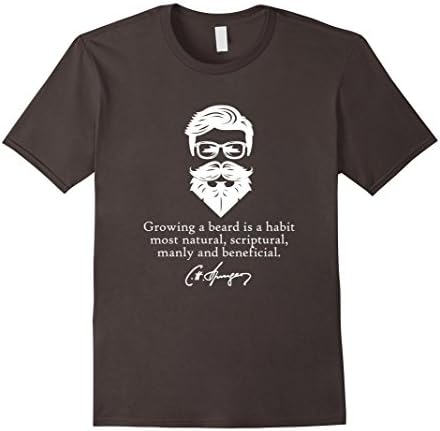Mens Charles Spurgeon Beard Quote Christian T-shirt Large Asphalt