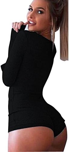 Lormi Women Long Sleeve Deep V Lace-up Bodycon Jumpsuit Bodysuits