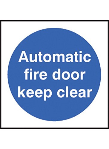 Caledonia Signs 59704 Auto Fire Door Keep Clear 100 S/A Label, 100 mm x 100 mm