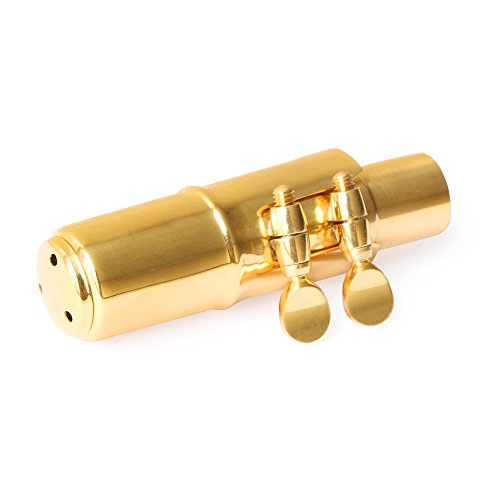 image for Aibay Metal Eb Alto Saxophone Mouthpiece + Cap + Ligature Size 7 Gold,