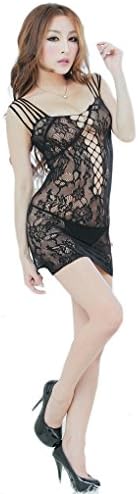 Blue Sex Night Game Women Fishnet Crotchless Tights Bodystocking Sleepwear Jumpsuit Outfit Lingerie Open Crotch Tights Underwear Stocking Nightclub (Black)