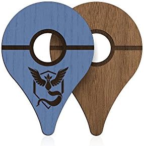 POKEWARES Shield Combo Set for Go Plus - Collect Them All - Slim Genuine Wood - Peel-N-Stick (Mystic Blue Skin and Premium Walnut Skin)