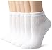 Hanes Women's Plush Soft Cushioned Heel Athletic Ankle Socks, White/Pink 6 Pack, Shoe Size: 5-9