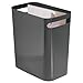 InterDesign Una Rectangular Trash Can with Handles, Waste Basket Garbage Can for Bathroom, Bedroom, Home Office, Dorm, College, 12-Inch, Charcoal Gray